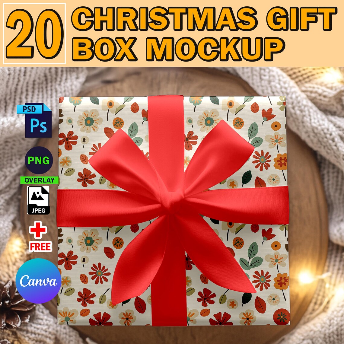 PSD 20x Christmas Gift Box Mockup Bundle , Insert Design, Change Ribbon ...