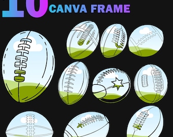 DIY Canva Frame American Football Template | Make Your Own Football Sublimation Designs | Drag and Drop Photo Canva Frames Template PNG
