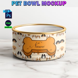 Pet Bowl Mockup | Dog Bowl Mockup | Cat Bowl Mockup, Sublimation Blank Pet Bowl Mockup, Insert Design Via Photoshop Smart PSD, Canva PNG Jpg