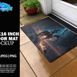 Dye Sublimation 24x16 Inch Door Mat Mockup | Floor Mat 3:2 Ratio Mockup | Styled Photography | Add design Via Photoshop PSD, Canva PNG & JPG