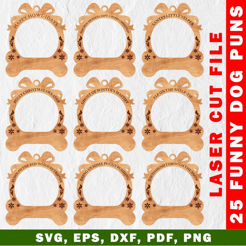 75x Christmas Ornament SVG File for Dogs, 75 Popular Dog Breed & 25 ...