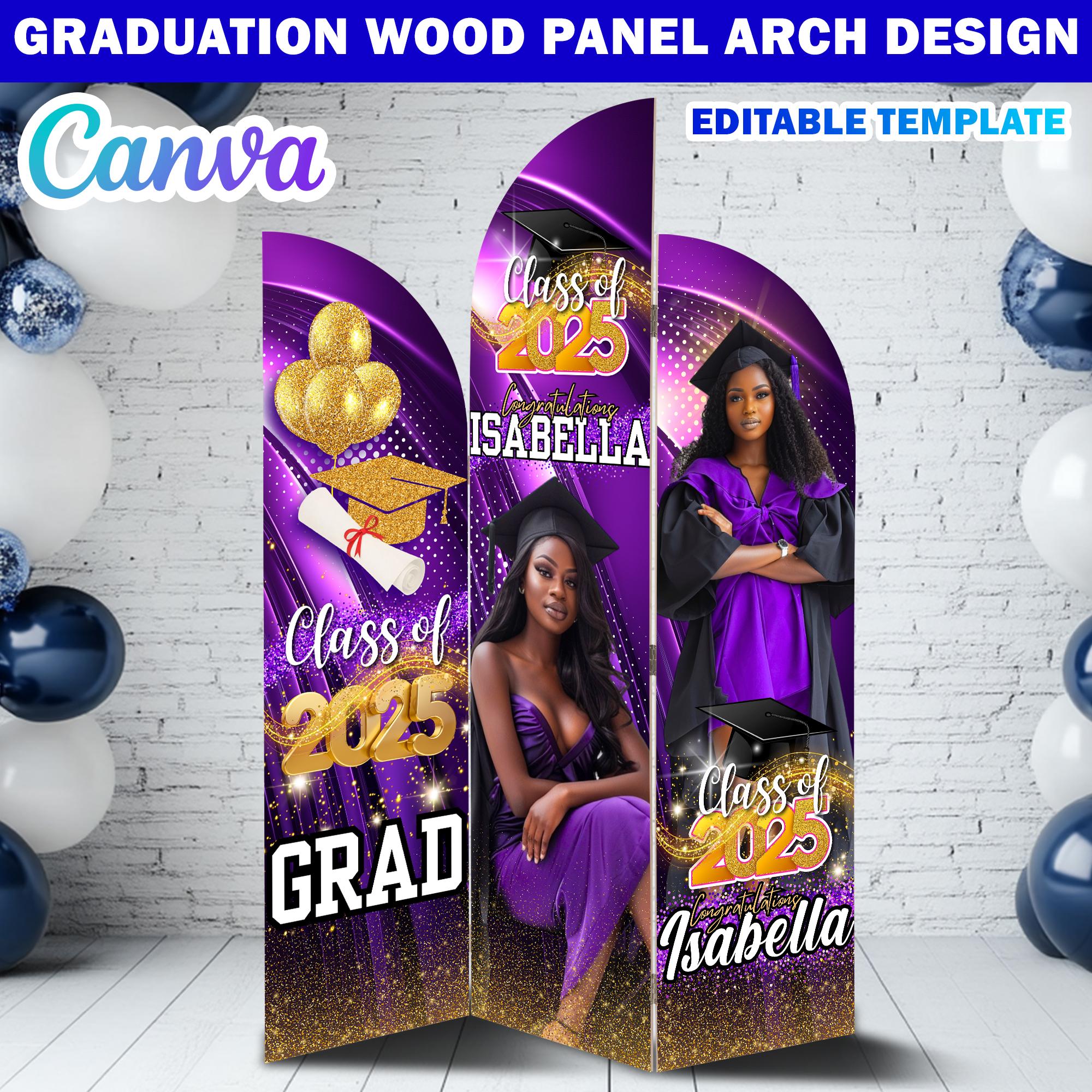 Graduation Wooden Arch Panel Design Canva Backdrop Template, Editable ...