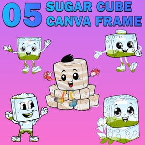 Bricolage personnalisé en sucre sur toile, créez votre propre cadre en toile de sucre en dessin animé facile à faire glisser et à déposer, outil de création Svg PNG pour cubes de sucre ludiques