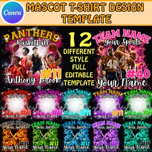 Editable Canva Football Mascot Shirt Template, Custom Homecoming School Design, Photo Collage Shirt For Sublimation, 90s T Shirt PNG, DTF