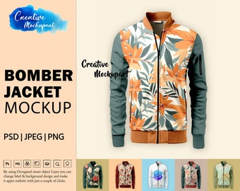 Bomberjackmodel | Winterjasmodel| Wijzig de achtergrond, voeg uw ontwerp toe via Photoshop Smart PSD Object, Canva PNG & JPG