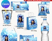 Prom Send Off Treat, Prom Packaging Template Bundle, Light Blue & Silver Prom Treats, Canva Party Bundle, Custom Water Labels, Chip Bag