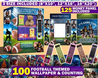 Editable football Vending Machine Template, DIY Vending Machine For Birthday Gift, Canva Editable Claw Machine Template 8X10, 12x16 & 16x20