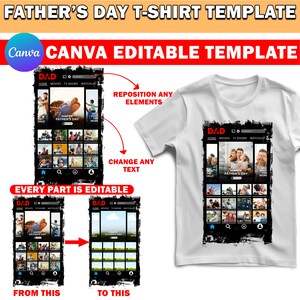 Viral Dadflix Fathers Day DIY Photo T Shirt Template, Father&#39;s Day, Dad Photo, Dad Shirt, Father&#39;s Day Gift, Customized Canva Editable