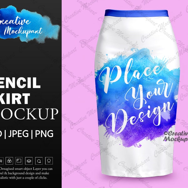 Pencil Skirt Mockup | Photo realistic Skirt Mock Up / Digital Mock up for clothing skirts | Insert design via photoshop smart PSD and Canva