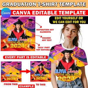 Graduation AOP Shirt Design, Senior T Shirt Design, Glitter Canva Editable, 2024 Graduation T Shirt Design, T Shirt Sublimation DTF DTG File