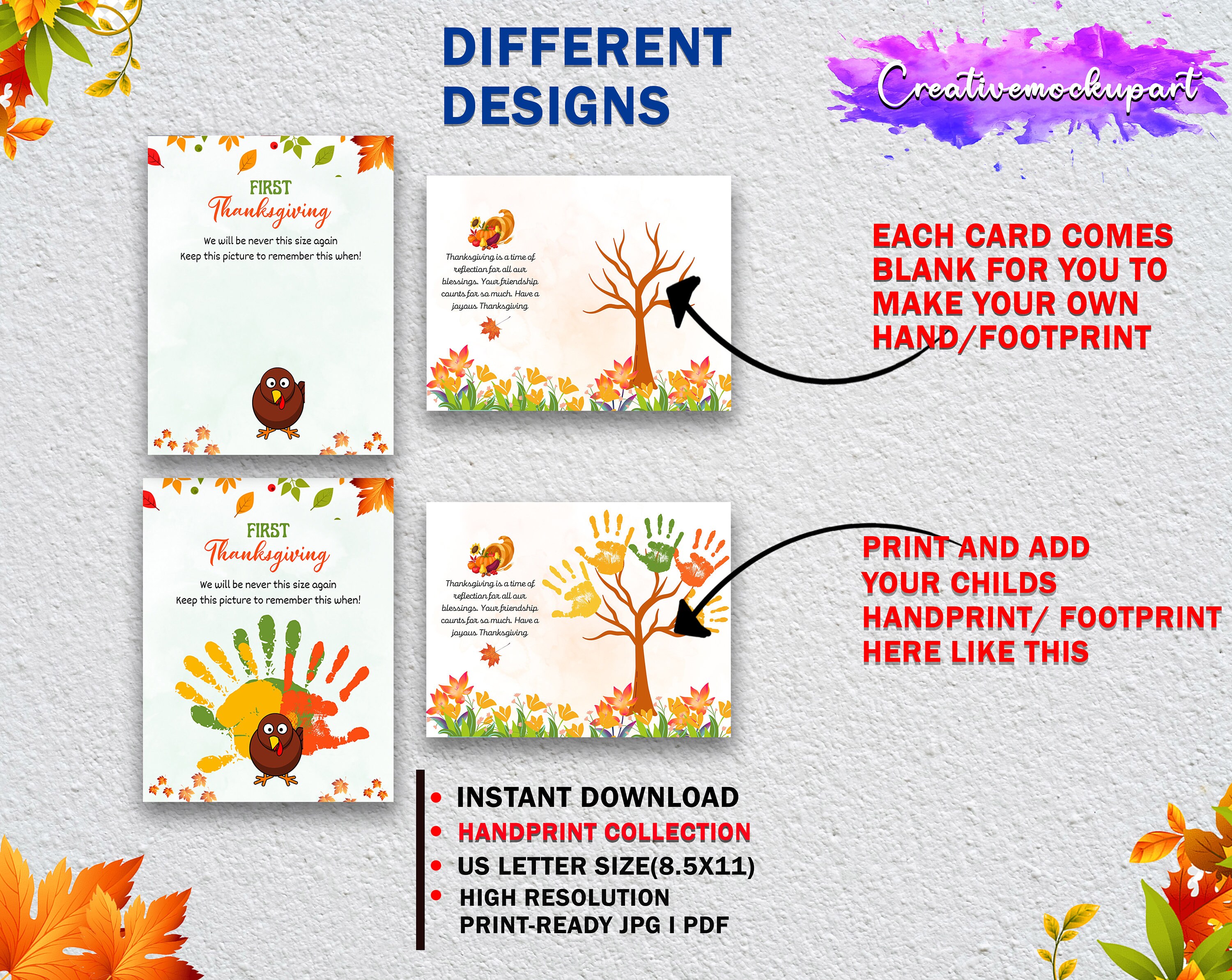 Thanksgiving Handprint Footprint Art & Craft Bundle| 20 Fall Craft ...