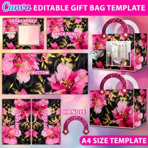 DIY Canva portemonnee ontwerp, ontwerper handtas geschenkdoos sjabloon, luxe handtas geschenkdoos, Canva bewerkbaar, afstuderen, Moederdag portemonnee