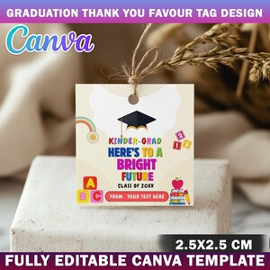 Kindergarten Graduation Favor Tag Design Template, Kindergarten Tag, Congratulations Kinder Grad Gift Tag, Editable Canva Thank You Tag