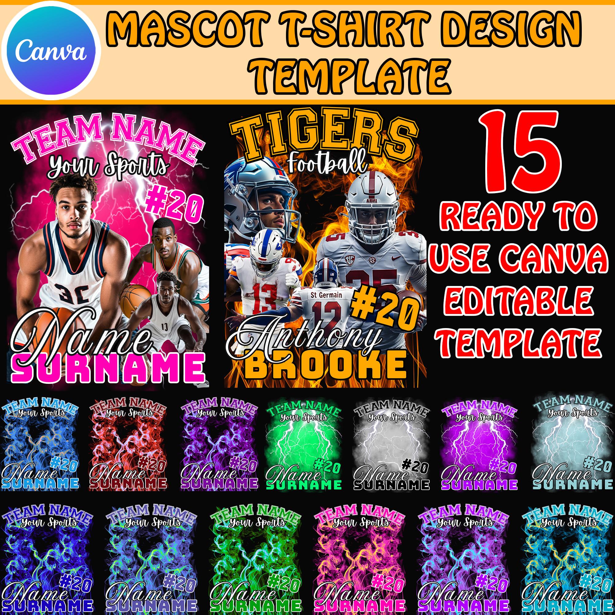 Editable Canva Football Mascot Shirt PNG, Svg, JPG For Sublimation, DTF Custom Homecoming Design, Bootleg Collage Shirt,  90s T-shirt