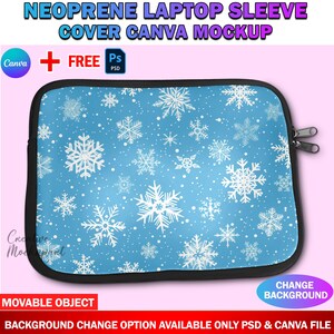 Canva Neoprene Laptop Sleeve Cover Mockup, Dye Sublimation Laptop Neoprene Bag Mockup, Insert Design And Background Via Smart PSD, Canva image 5