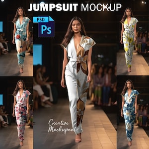 Jumpsuit Mockup| Fashion Jumpsuit Mockup | Fashionwear Mockup| Ramp Mockup| Insert Design Via Smart PSD, Canva PNG & JPG | Style Photography
