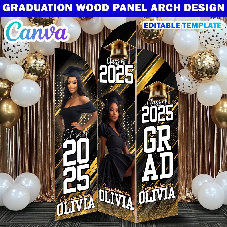 Graduation Wooden Arch Panel Design Canva Backdrop Template, Editable ...