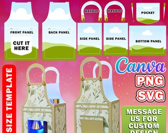 Apron Gift Bag Template, Canva Apron Shape Gift Bag Editable Design Designer Handbag Gift Box Luxury Handbag Gift Box SVG PNG Assemble Video