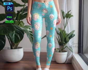 AOP Stretchy Leggings Mockup | POD Leggings Mockup For Sublimation |  | All Over Print Women's Leggings Mockup | Insert Design Via PSD, Png