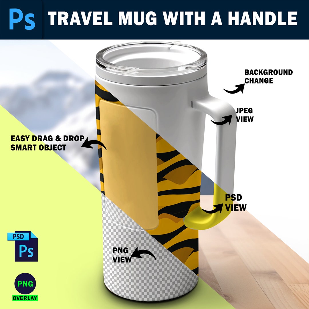 Sublimation Travel Mug With A Handle Mockup AOP Travel Mug Etsy