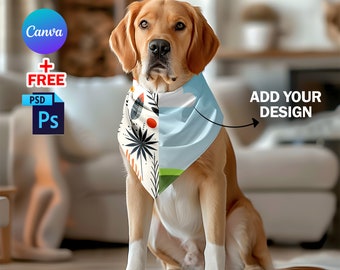 Canva Dog Bandana Mockup: Pet Template (PSD)