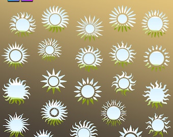 Canva Frame Sun Design Bundle | Fill Your Own Sun Photo Or Background On Canva | Easy Drag & Drop Cute Sublimation Frame, Create Digital PNG