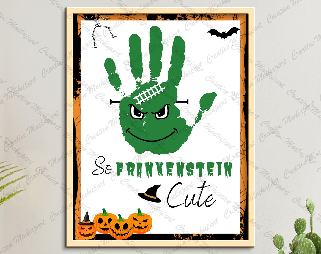 Printable Frankenstein Handprint Art Halloween Craft Fun and Etsy