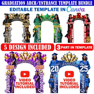 Graduation Entrance Arch Design Canva Template Bundle, Graduation Arch, Editable Grad Arch Entryway, Grad Archway For Party Decoration
