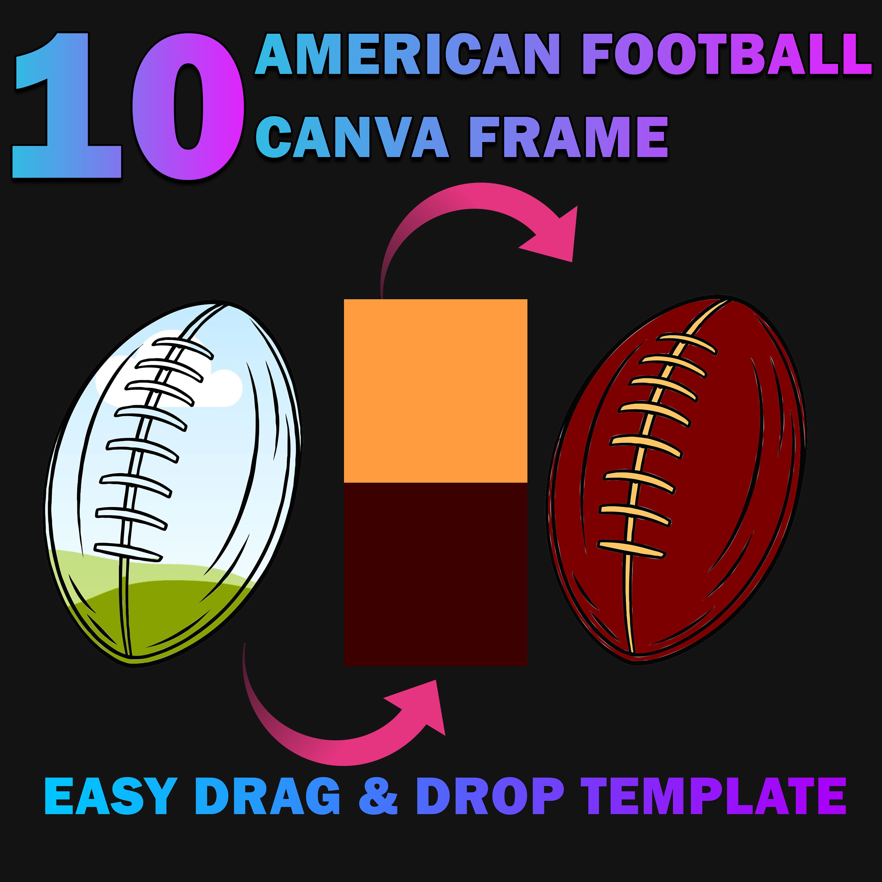 Football For Frame Insert DIY Canva Frame American Football Template | Make Your Own Football ...