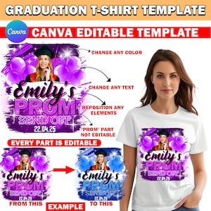 Prom Send Off T Shirt Design, Editable Canva, 2024 Prom T Shirt Design Template, Perfect for Sublimation, DTF or DTG