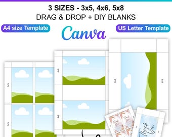 Sjablonen voor canvabewerkbare lege indexkaarten, eenvoudige kaartsjablonen met slepen en neerzetten, afdrukbare kaart van 3 x 5, 4 x 6, 5 x 8, afdrukbare sjablonen voor flashkaarten