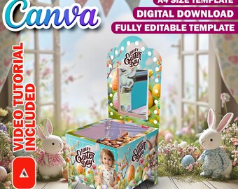 Easter Vanity Gift Box Canva Design Template, Foam Board Easter Basket Gift Box, Editable Luxury Gift Bag Birthday DIY Gift Makeup Table Box
