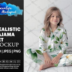 Realistic Pajama Set Mockup | Styled Photography | Sleepwear PJ Mockup | House Dress mockup| Add design Via Photoshop PSD, Canva PNG & Jpg