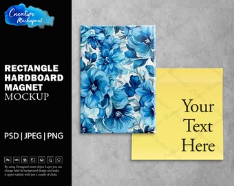 Rectangle Hardboard Magnet Mockup For Dye Sublimation  | Add Your Own Design Via Photoshop Smart PSD Object, Canva PNG & JPG