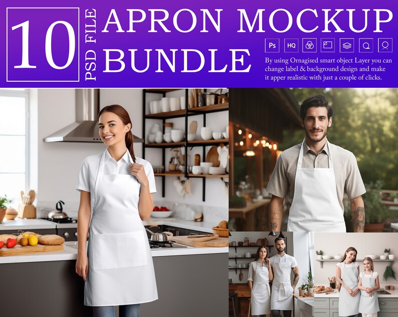10+ Apron Mockup Bundle | Men Apron Mockup| Kitchen Apron Mockup | Flat ...