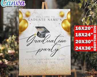 Modern Graduation Party Welcome Sign Template, Editable Canva Grad Decor Poster, Custom Printable Welcome Board Senior/Grad Welcome Sign