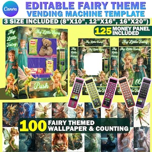 Editable Fairy Vending Machine Template, DIY Vending Machine For Birthday Gift, Canva Editable Claw Machine Template 8X10, 12x16 & 16x20