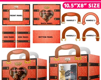 Aktentasche Geschenkbox Vorlage, Designer-Handtasche mit Geschenkkartenhalter, Luxus-Handtaschen-Geschenkbox, Canva bearbeitbar, Vatertag, Geschenk für Papa