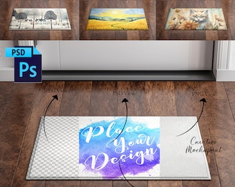 30x18 Inch Door Mat Mockup | Indoor Rug Mockup, Entryway Mat Mockup, Floor Mat Mock up | Insert Design Via Photoshop Smart PSD, Canva PNG