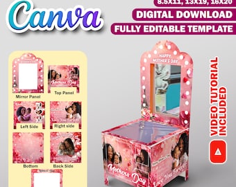 Mothers Day Vanity Gift Box Canva Design Template, DIY Foam Board Easter Basket Gift Box, Editable Luxury Gift Bag Birthday DIY Gift Makeup