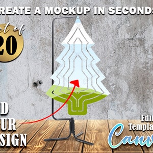 Paquete de maquetas de marcos de Canva con forma de árbol / SET DE 20 - Plantillas editables de Canva de diferentes fondos / Agregar diseño propio y fondo