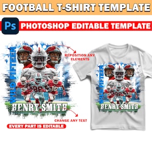 Football Game Day T Shirt Template, Football T Shirt Design, Photoshop Editable T Shirt Design Template, Perfect for Sublimation, DTF or DT