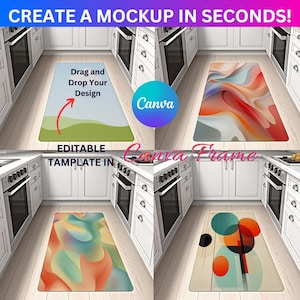 Canva Frame köksmatta mockup | Köksmatta mockup | Dra och släpp för att infoga design