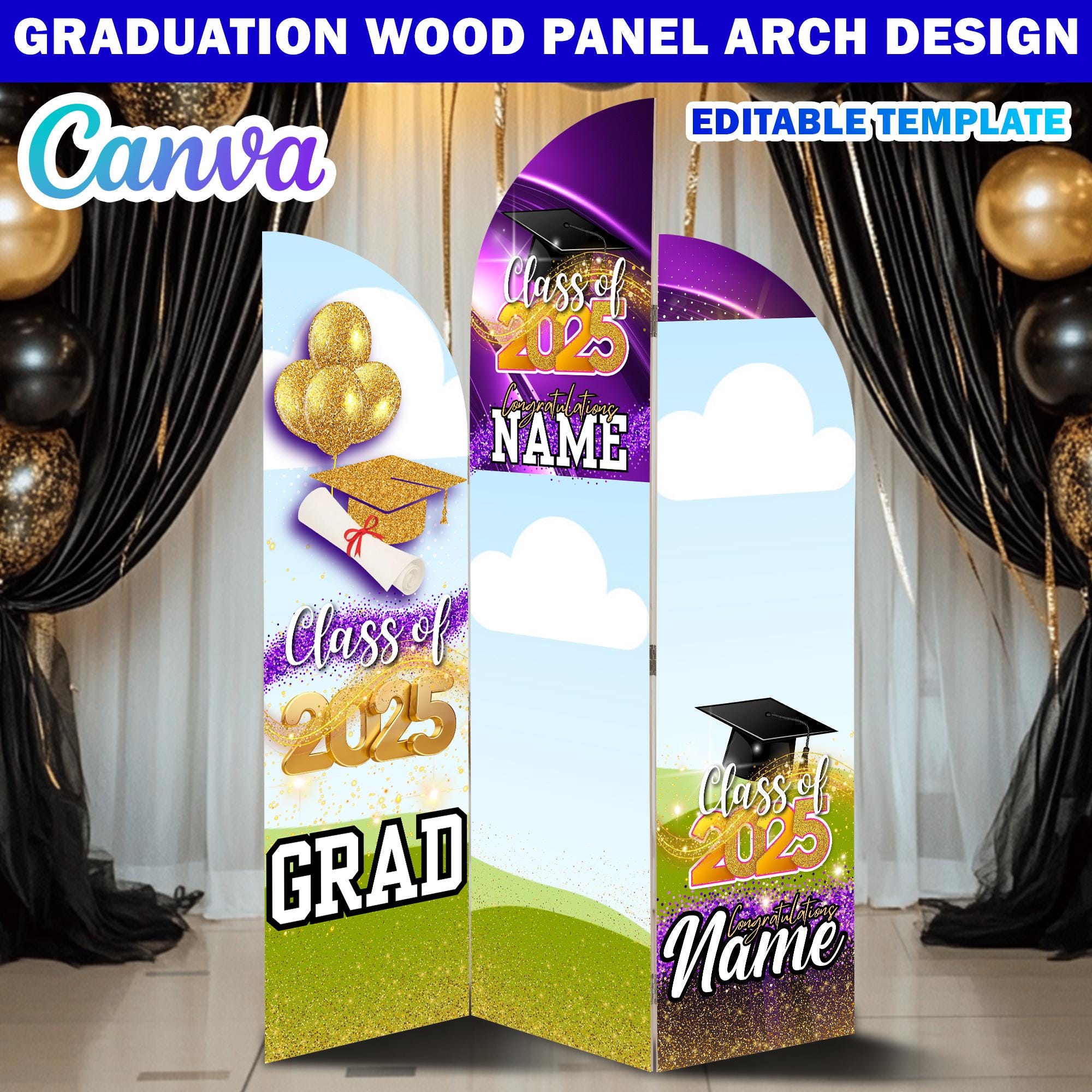 Graduation Wooden Arch Panel Design Canva Backdrop Template, Editable ...