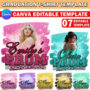 Prom Send Off T Shirt Design Bundle, 2024 Graduation T Shirt Design Template, Prom Night Party Editable Canva Shirt Design For Sublimation