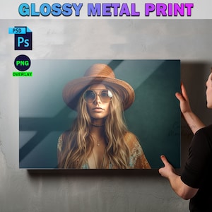 Glossy Metal Print 20x30 Inch Mockup | POD Glossy Metal Print Mockup | Insert Design Via Photoshop Smart PSD, Canva PNG & Jpg