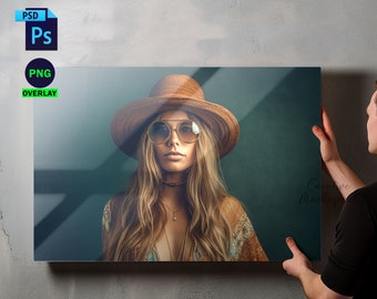 Glossy Metal Print 20x30 Inch Mockup | POD Glossy Metal Print Mockup | Insert Design Via Photoshop Smart PSD, Canva PNG & Jpg