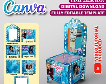 DIY Mothers Day Vanity Gift Box Canva Design Template, Foam Board Easter Basket Gift Box, Editable Luxury Gift Bag Birthday DIY Gift Makeup