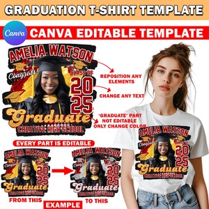 Graduation, Senior T Shirt Design, Glitter Canva Editable, 2024 Graduation Family T Shirt Design Template, T Shirt Sublimation, DTF DTG File image 2