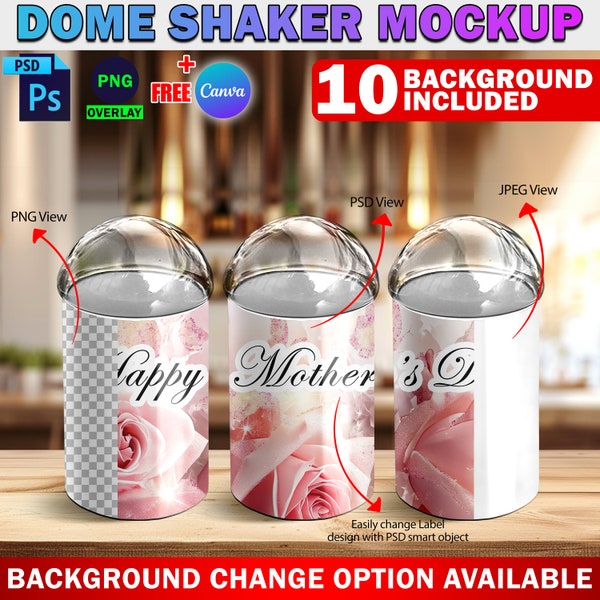 Canva Pringle Shaker Template, Dome Shaker Mockup Template, Insert Your Own Design & Background (10 Included) Via Smart Canva Frame And PSD